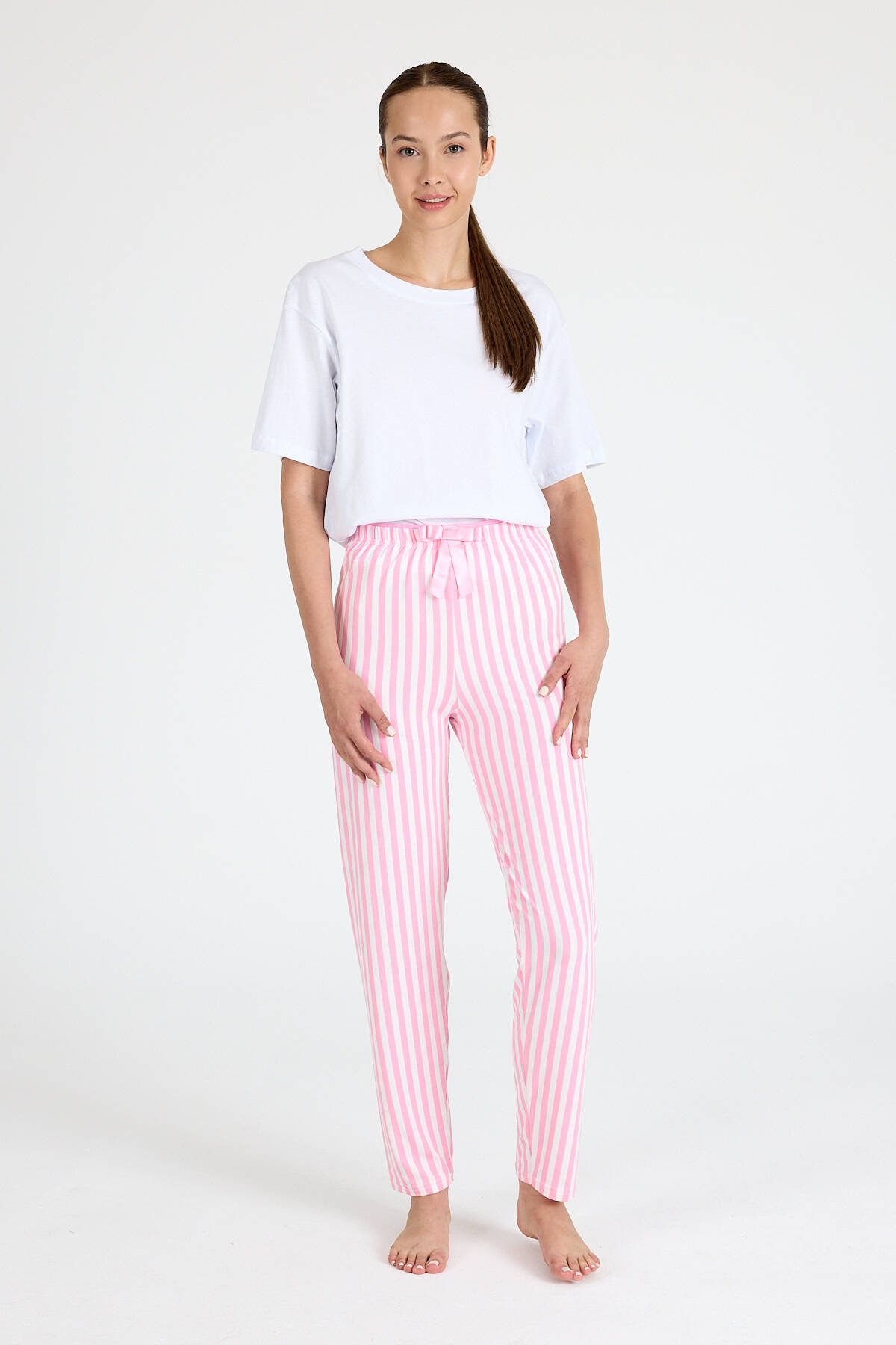 Pembe Çizgili Pijama Altı 4523 - 1