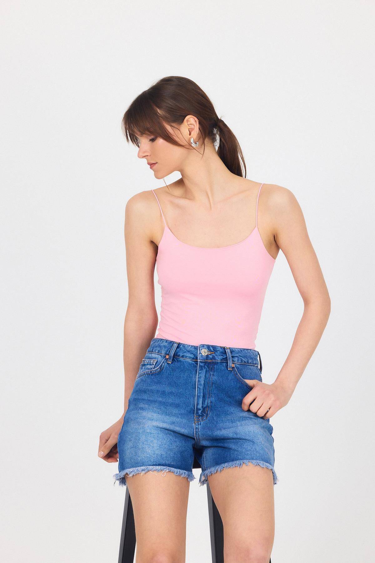 Pembe İnce Askılı Basic Atlet 848 - 4