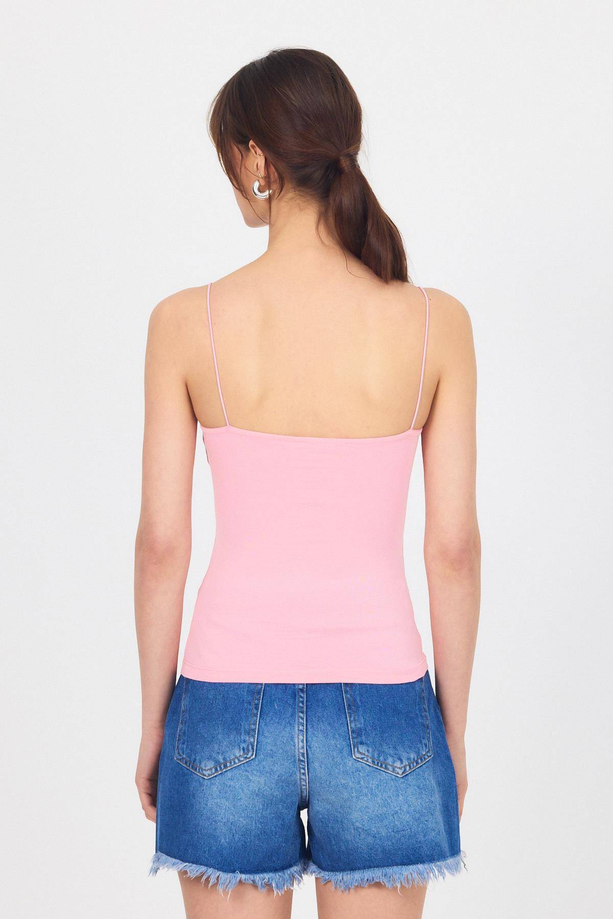 Pembe İnce Askılı Basic Atlet 848 - 5