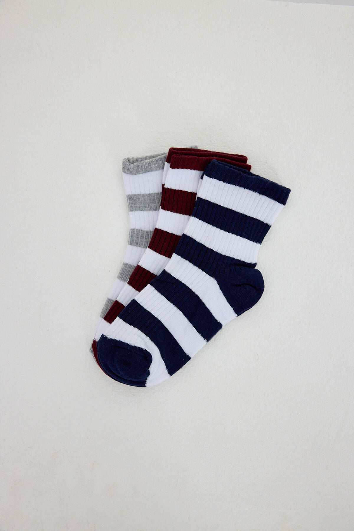 Renkli 3'lü Çizgili Soket Çorap 1022 - Stilay