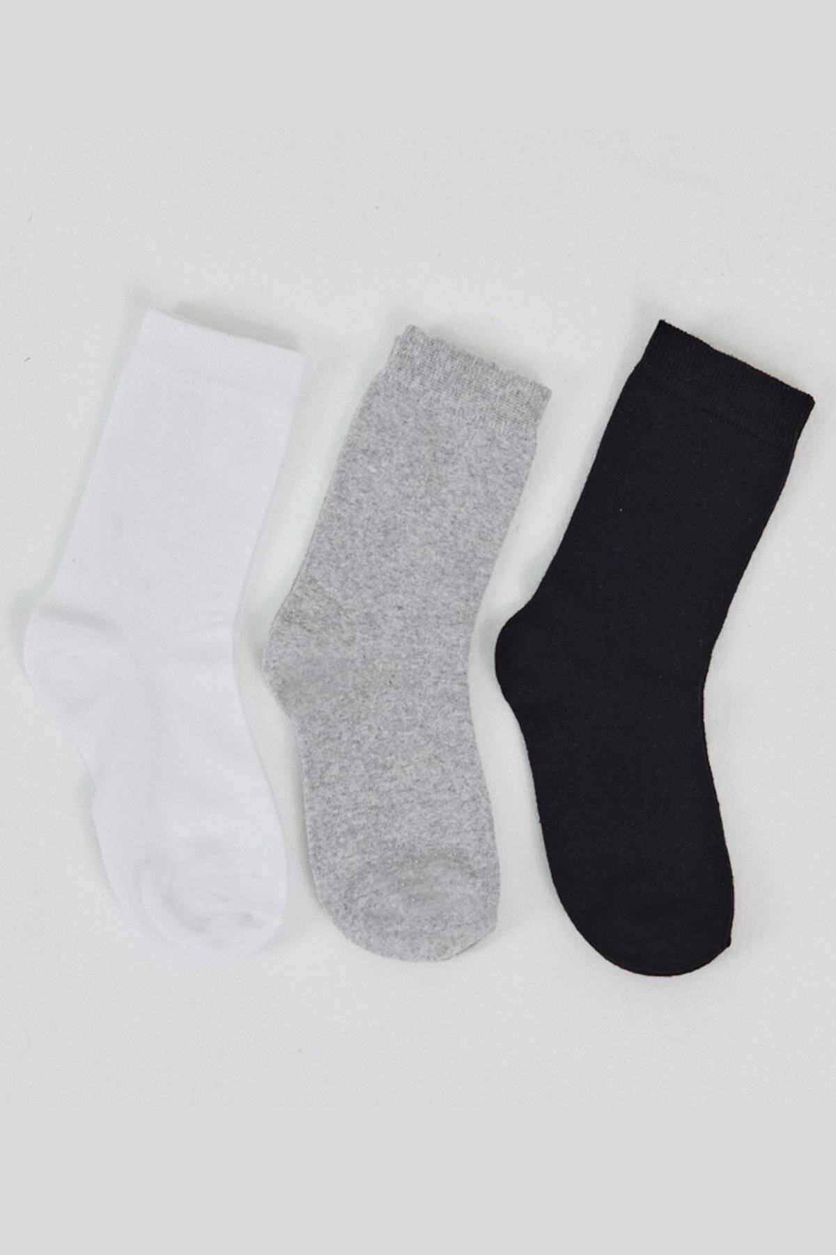 Renkli 3'lü Örme Soket Çorap 1021 - Stilay