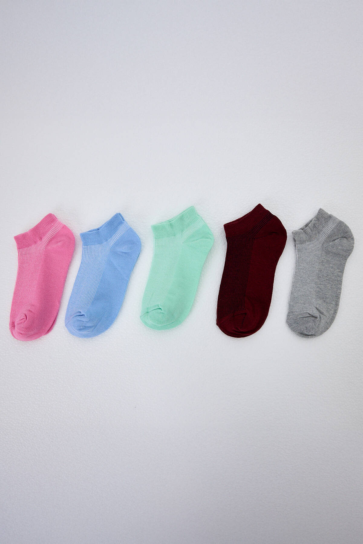 Renkli 5'li Örme Patik Çorap 1201 - Stilay