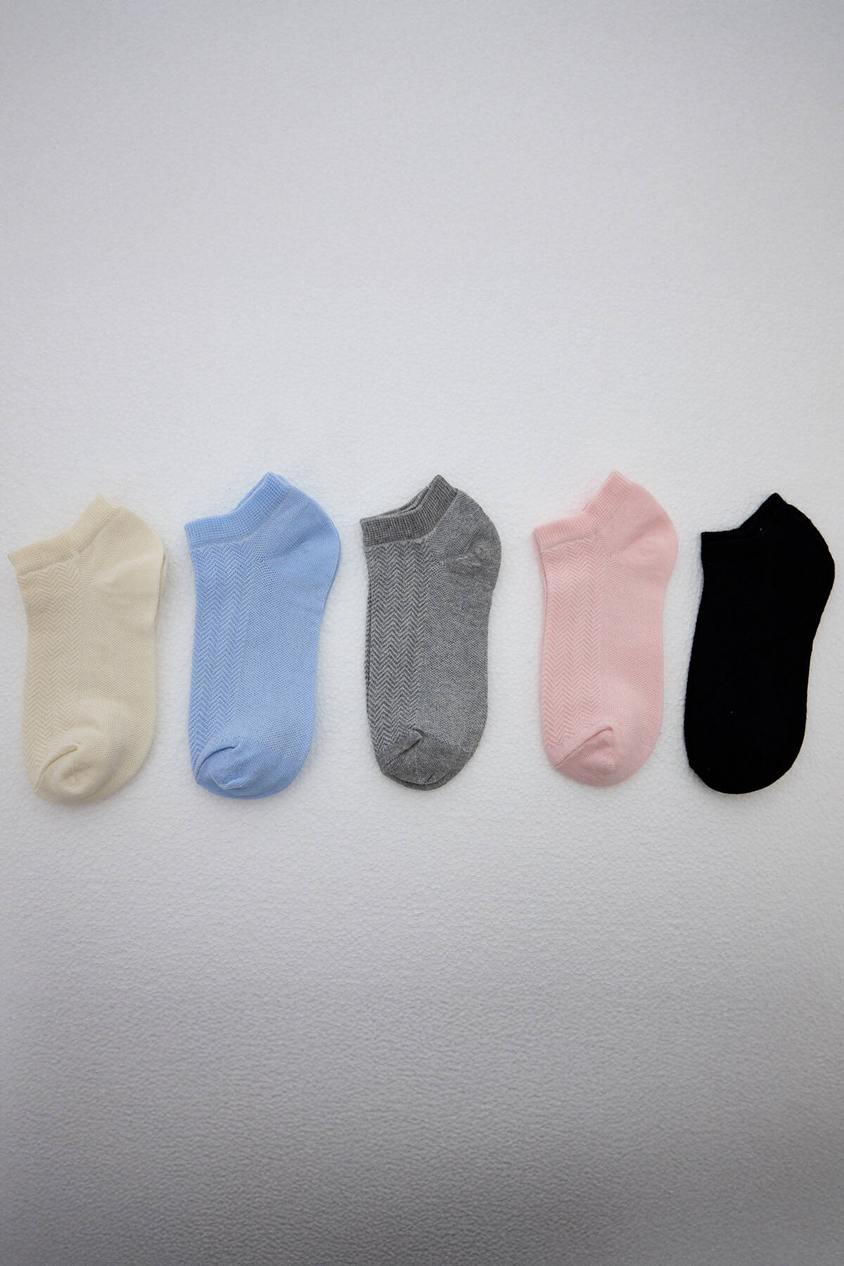 Renkli 5'li Örme Patik Çorap 1207 - Stilay