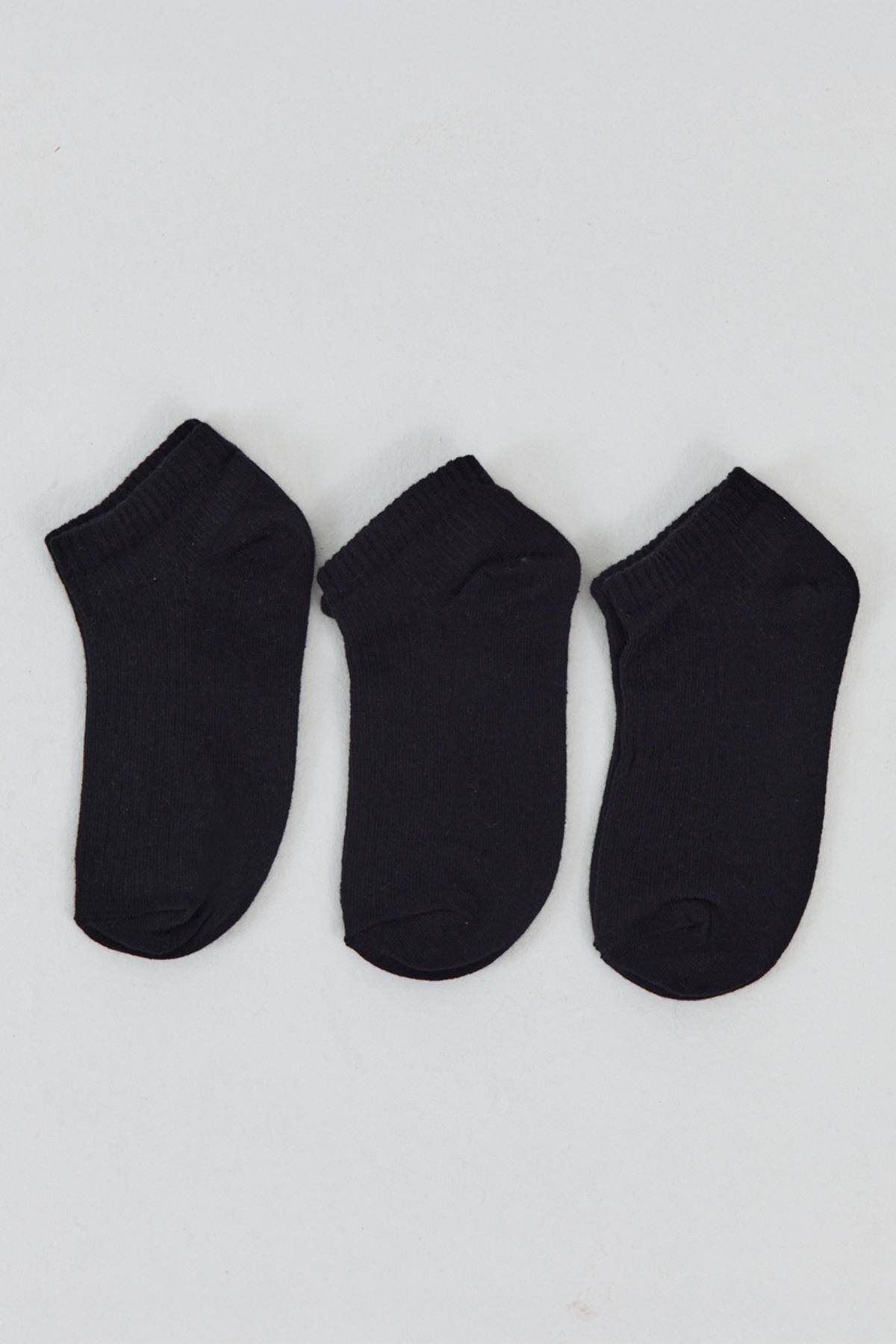 Siyah 3'lü Örme Patik Çorap 1106 - Stilay