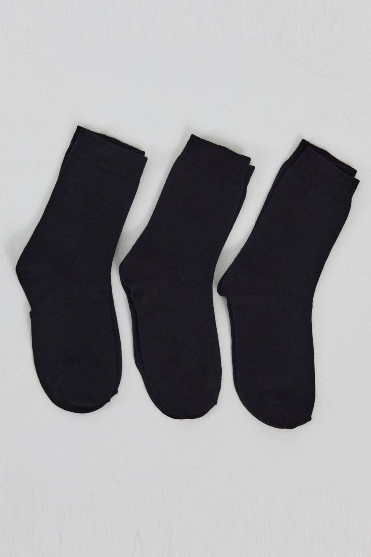 Siyah 3'lü Örme Soket Çorap 1021 - Stilay