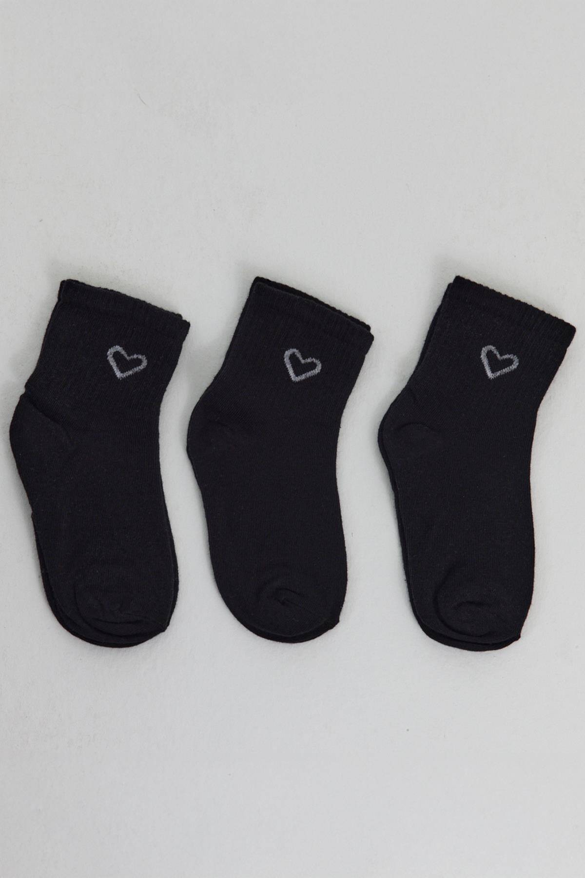 Siyah 3'lü Örme Soket Çorap 1100 - Stilay