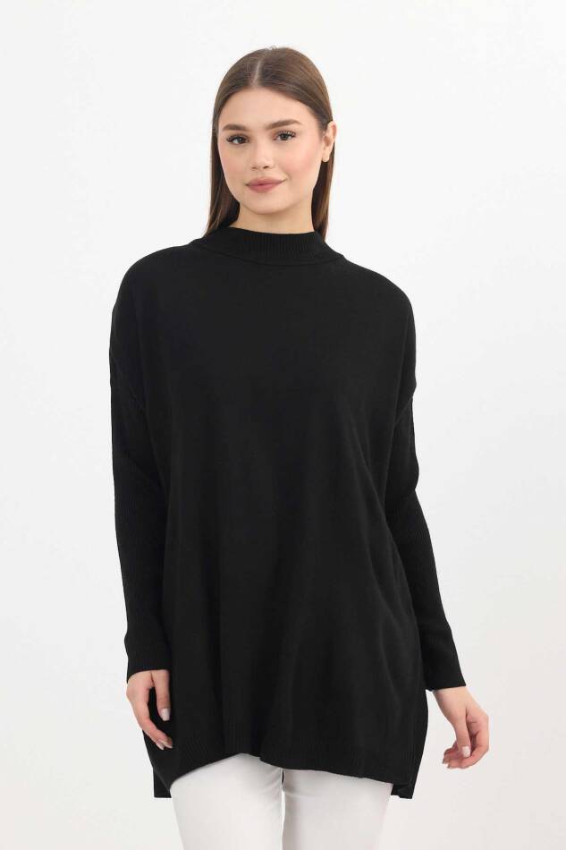 Siyah Balıkçı Yaka Triko Tunik 5315 - 1