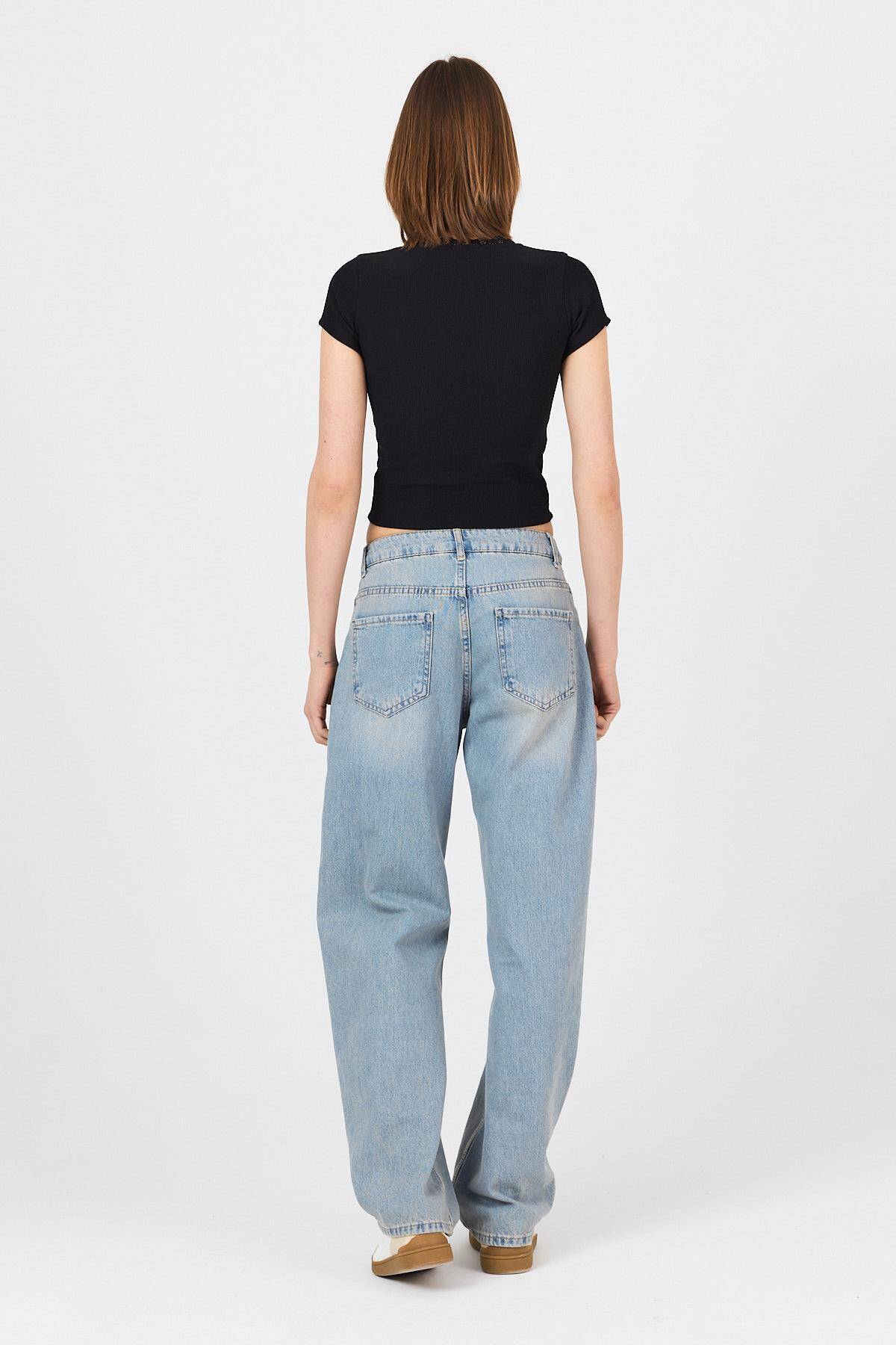 Siyah Dantel Yaka Fiyonk Detaylı Crop Tişört 2207 - 5