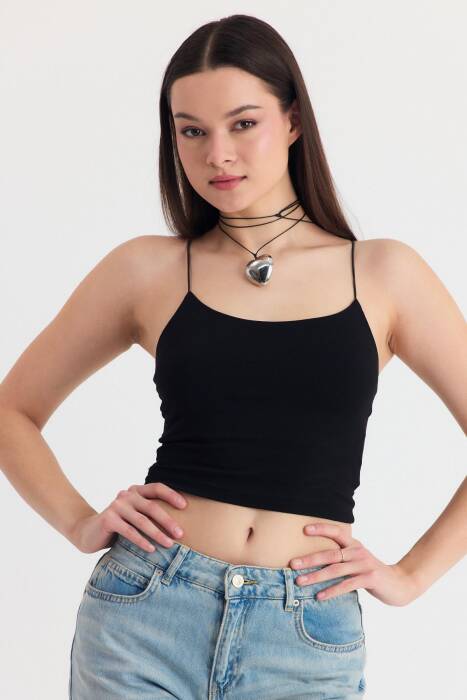 Siyah İnce Askılı Fitted Basic Atalet 947 - Stilay