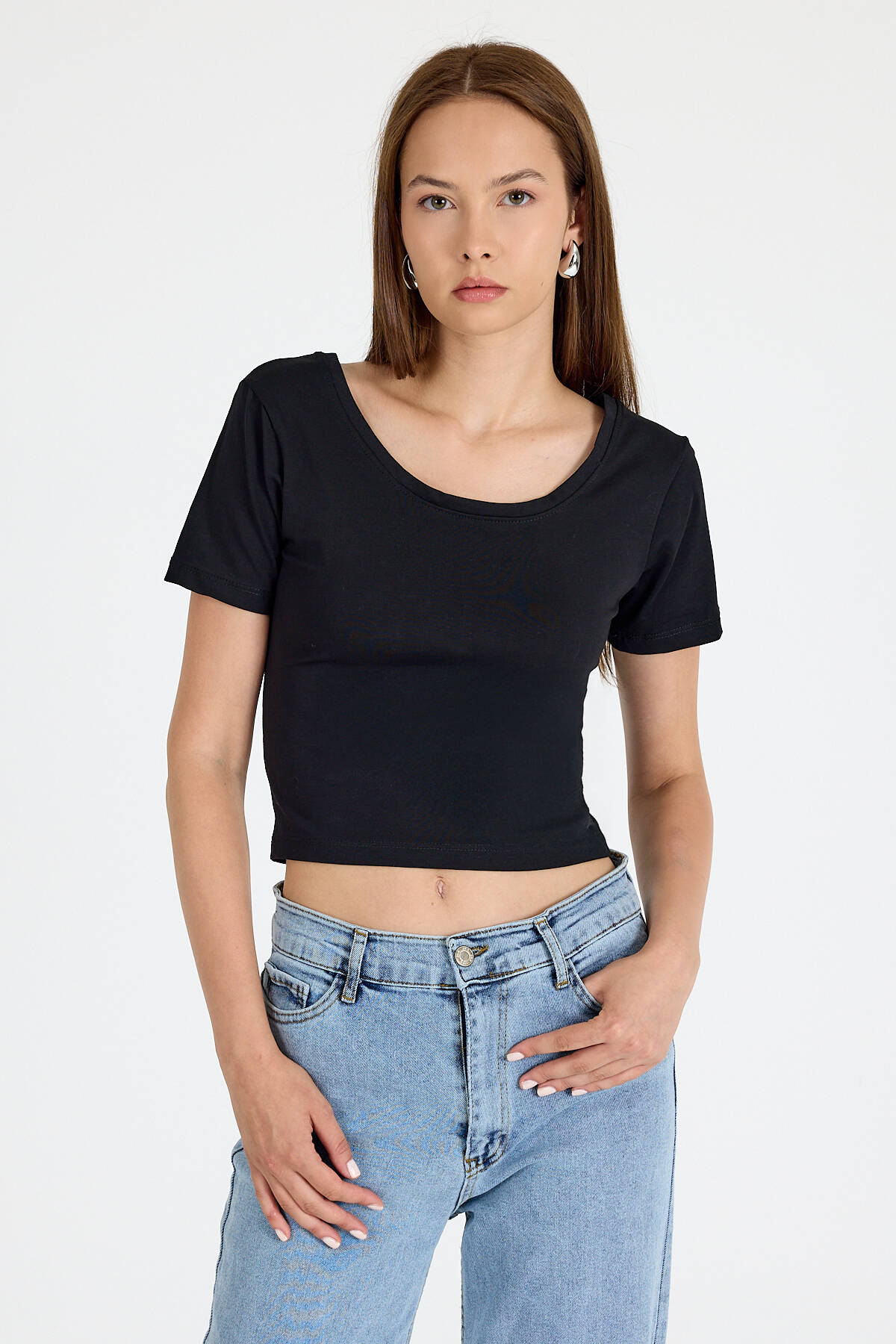 Siyah Kare Yaka Örme Body 9202M - 6