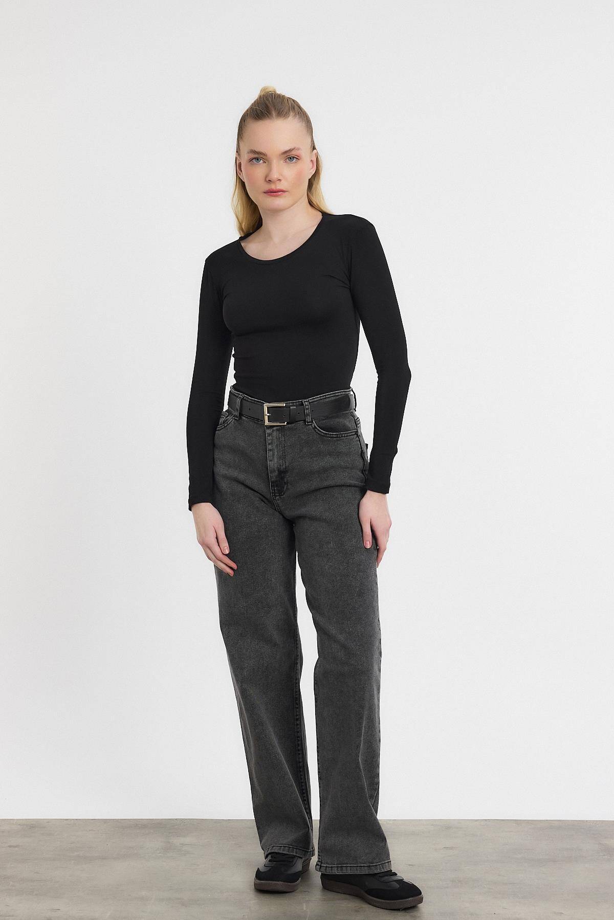 Siyah Uzun Kol Bisiklet Yaka Basic Body 950 - 3