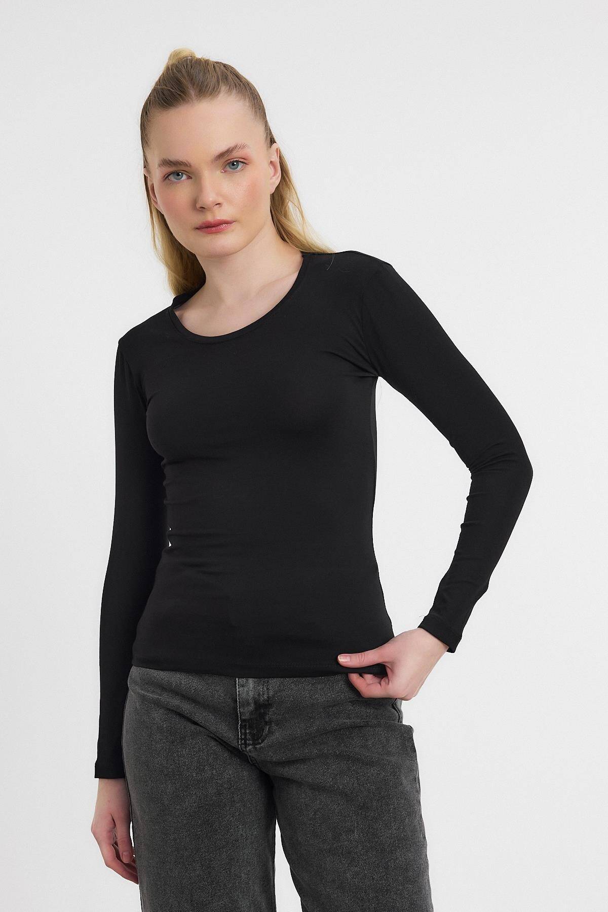 Siyah Uzun Kol Bisiklet Yaka Basic Body 950 - 6