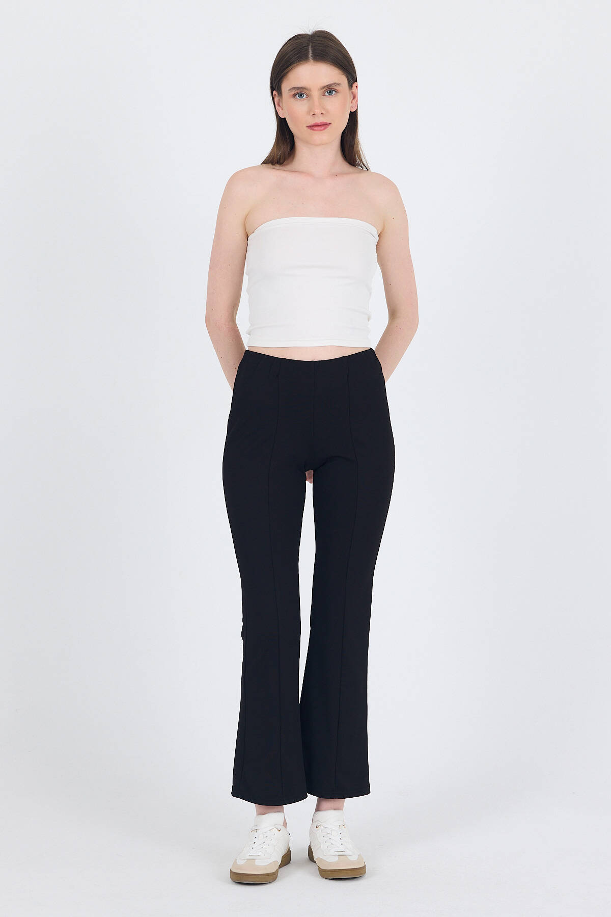 Siyah Yüksek Bel İspanyol Paça Tayt 1001 - Stilay