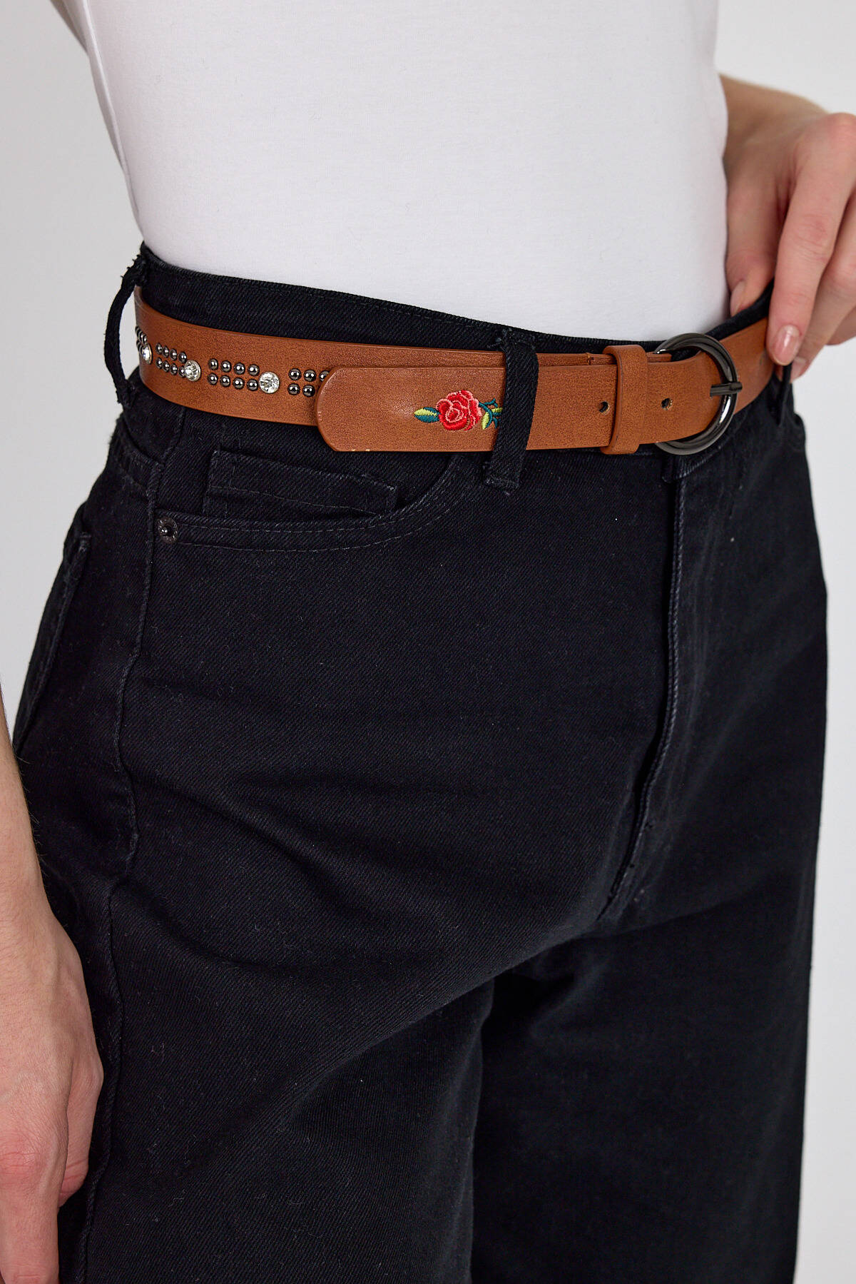 Taba Zımba ve Gül Nakışlı Kadın Kemer 420 - Stilay