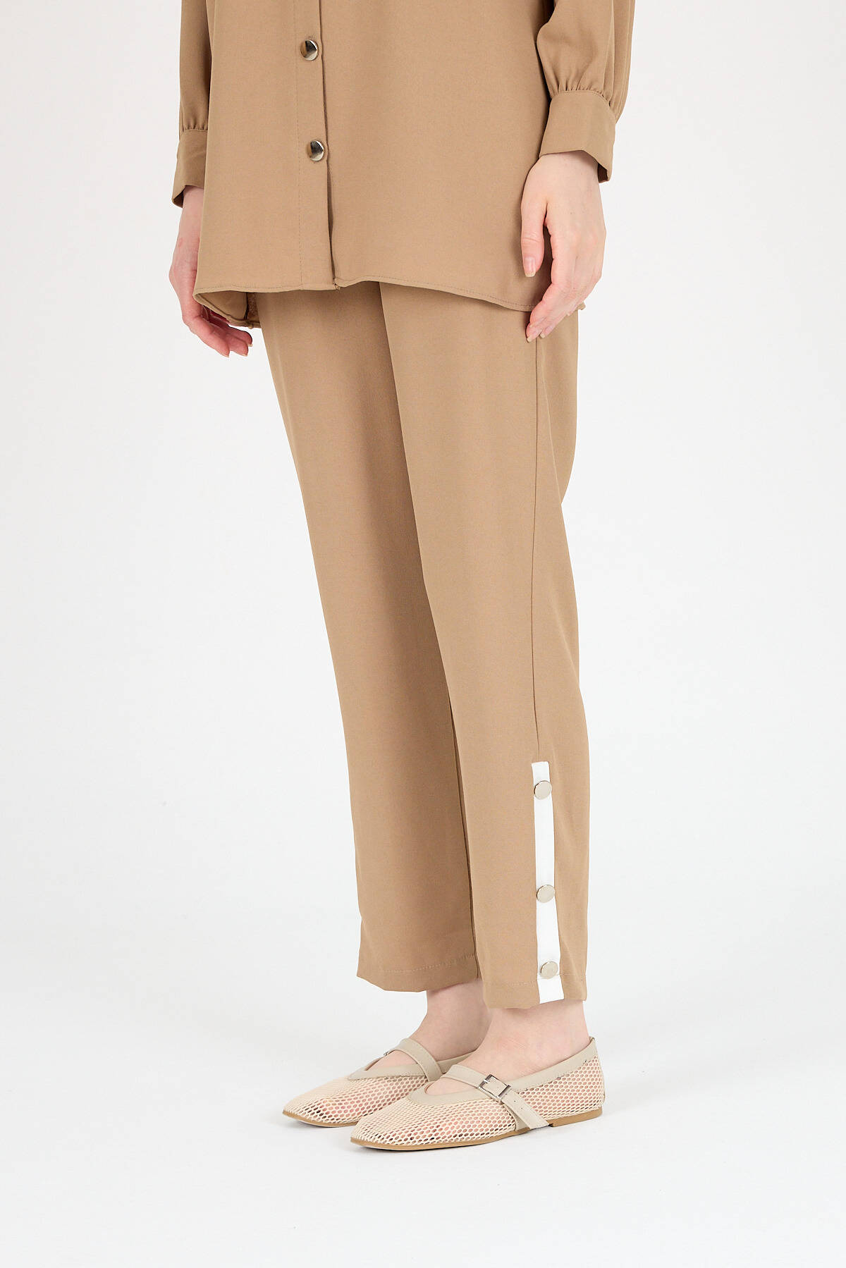 Vizon Bebe Yaka Düğmeli Tunik ve Yanı Şerit Detaylı Pantolon Takım 4661A - 3