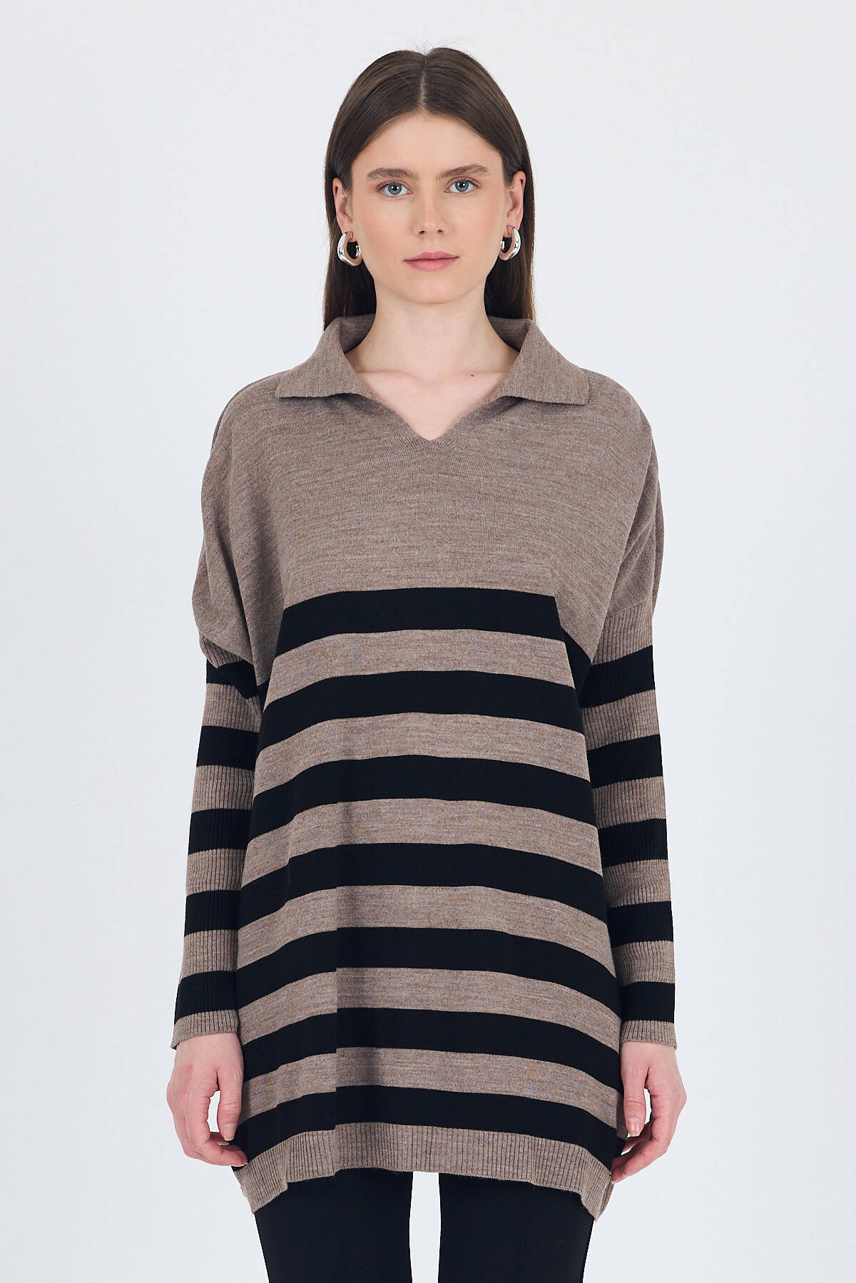 Vizon Polo Yaka Çizgili Tunik 5340 - 2