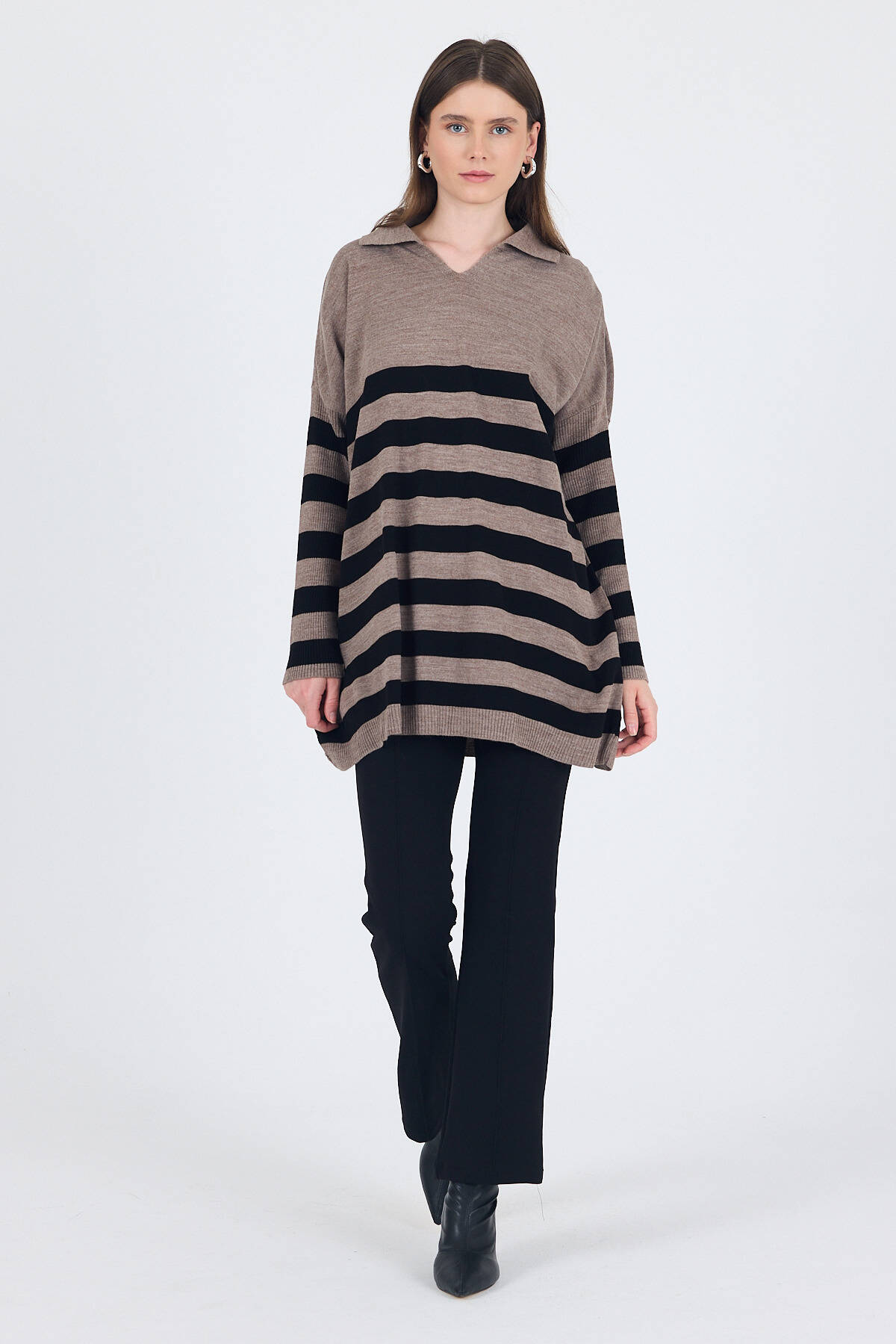Vizon Polo Yaka Çizgili Tunik 5340 - 3