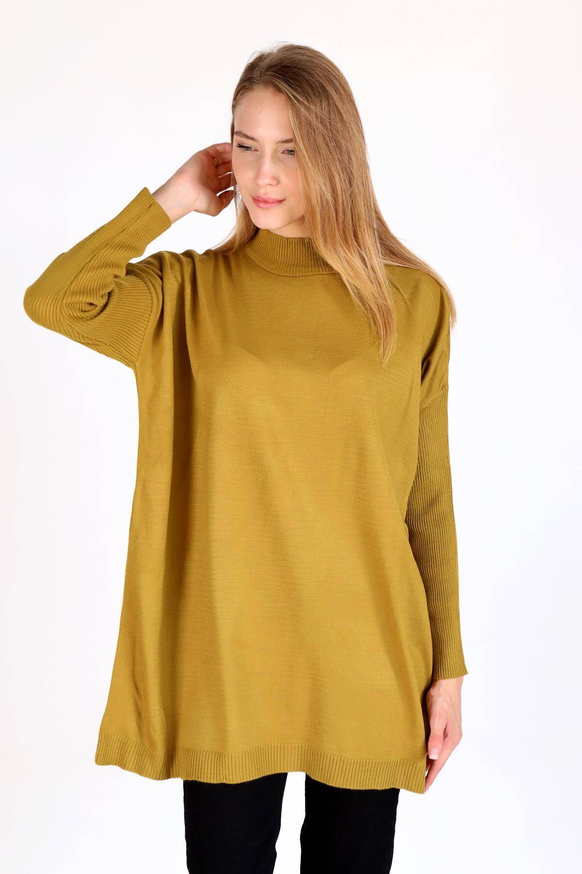 Yağ Yeşili Balıkçı Yaka Triko Tunik 5315 - 3