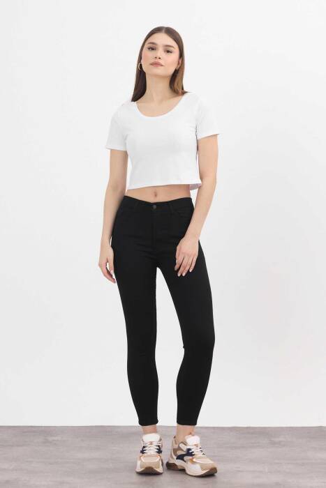 Yüksek Bel Dar Paça Dar Kesim Bayan Pantolon - 2111 Siyah - Stilay