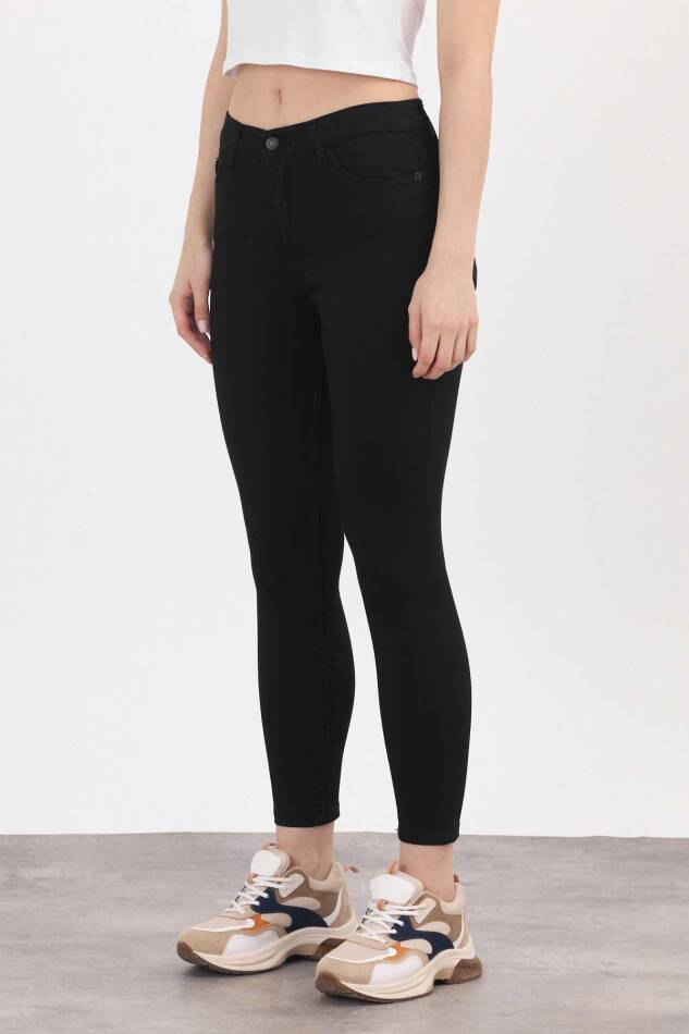 Yüksek Bel Dar Paça Dar Kesim Bayan Pantolon - 2111 Siyah - 4