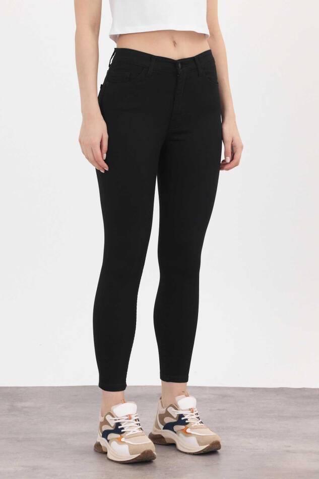 Yüksek Bel Dar Paça Dar Kesim Bayan Pantolon - 2111 Siyah - 5