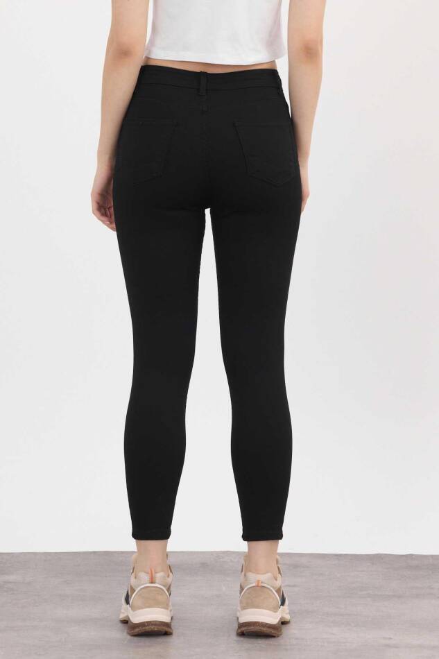 Yüksek Bel Dar Paça Dar Kesim Bayan Pantolon - 2111 Siyah - 6