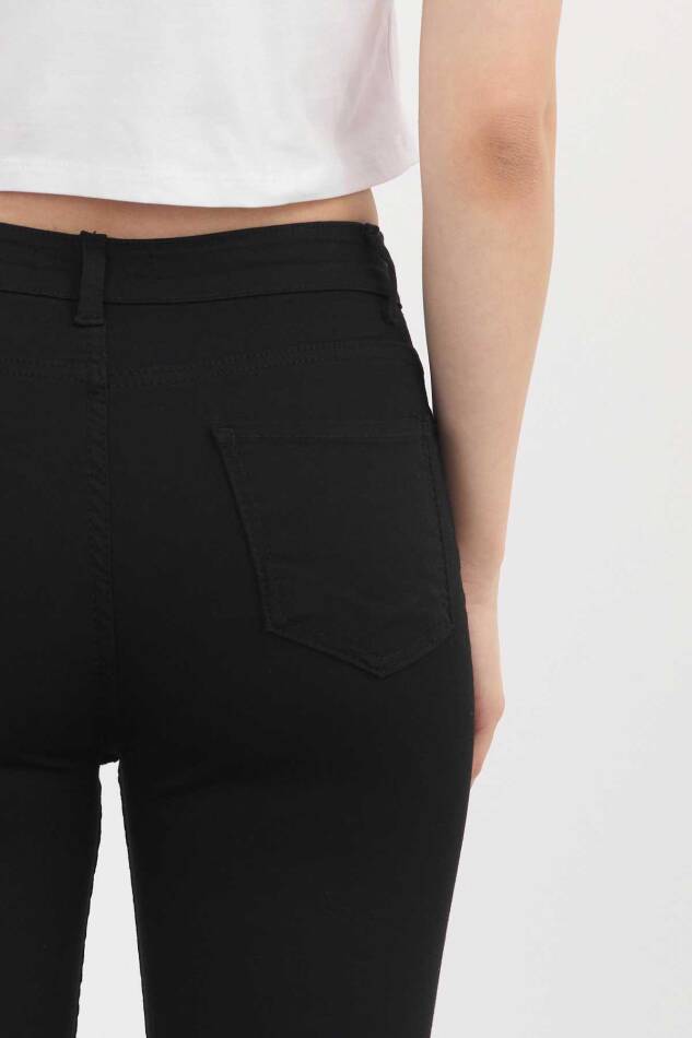 Yüksek Bel Dar Paça Dar Kesim Bayan Pantolon - 2111 Siyah - 7