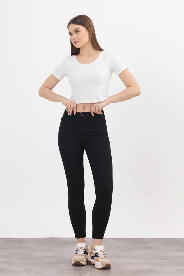 Yüksek Bel Dar Paça Dar Kesim Bayan Pantolon - 2111 Siyah - 8