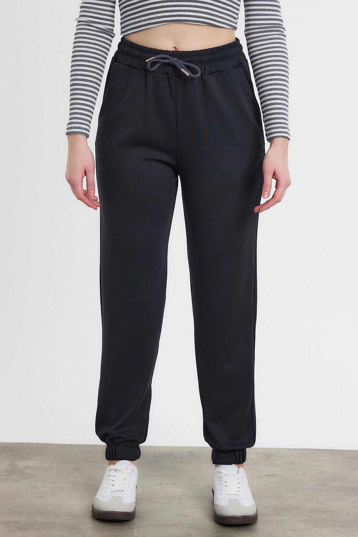 Yumuşak Dokulu Esnek Premium Kumaş Rahat Kalıp Eşofman Altı Antrasit - 8242 - Stilay