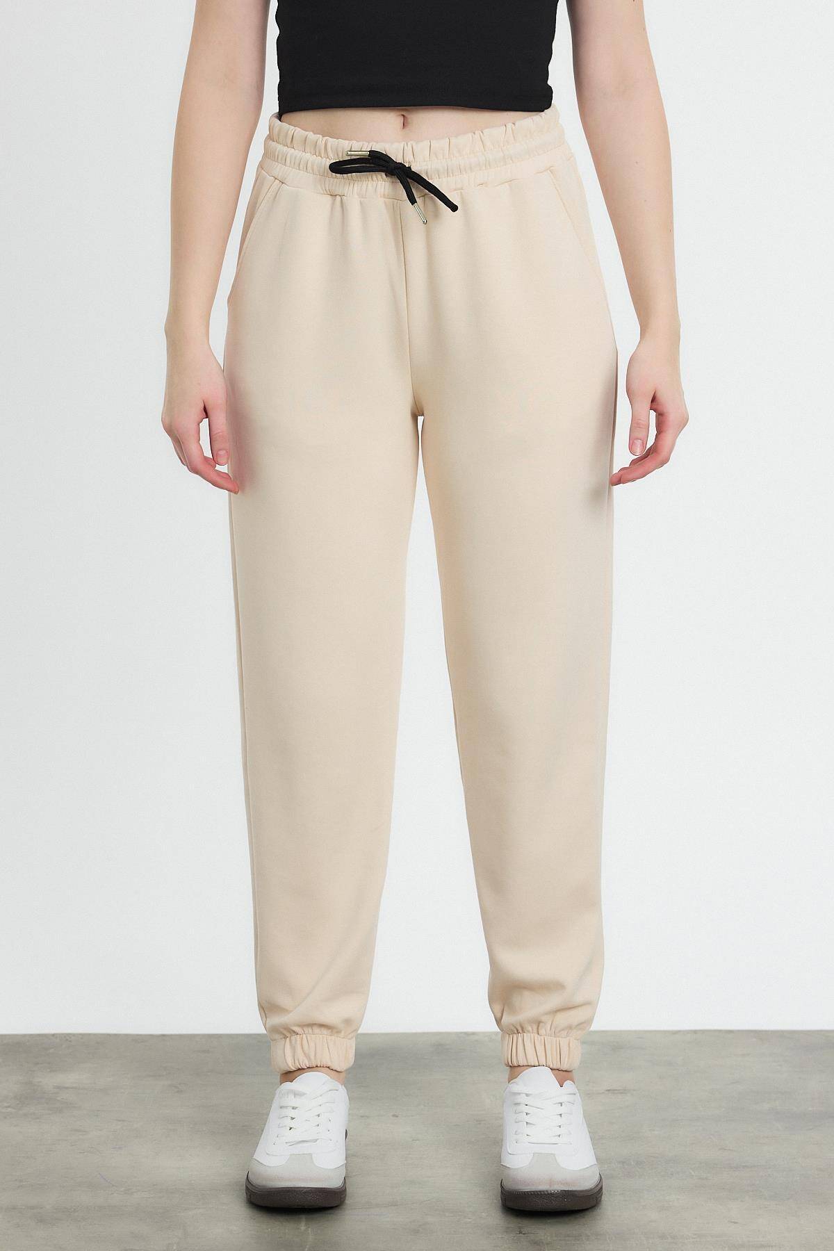 Yumuşak Dokulu Esnek Premium Kumaş Rahat Kalıp Eşofman Altı Taş - 8242 - Stilay